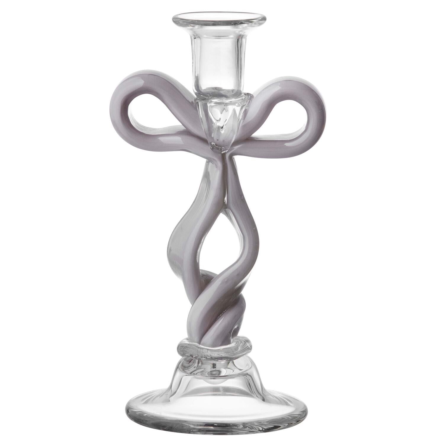 Sløjfe lysestage, grå - H 23,5 cm